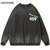 Vintage Sweatshirt Y2K Grunge Hoodie Hip Hop Print Washed Crewneck Pullover Men Harajuku Casual Cotton Loose Streetwear