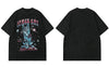 Vintage T-Shirt Streetwear Hip Hop Funny Space Cat Planet Print Punk Goth Tshirt Harajuku Casual Cotton Loose Tee Shirts