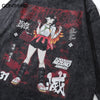 Vintage T-Shirt Streetwear Hip Hop Japanese Anime School Girl Print Washed Long Sleeve Tshirt Harajuku Casual Punk Gothic Shirts