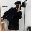 Vintage Thick Woolen Skirts Blazer Outfits Office Women Solid Short Suit Coat and Mini A-line Conjuntos De Falda Two Piece Set