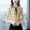 Vintage Three Quarter Sleeve Ruffles Floral Print Chiffon Blouses Women Elegant Pink Yellow Office Tops Blusas De Mujer