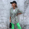 Vintage Women Double Breasted Slim Blazers Autumn Winter Plaid Print Temperament Lapel Cardigan Office Lady Elegant Outerwears