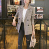 Vintage Women Plaid Blazer Coat Houndstooth Pattern Double-breasted Female Suit Jackets 2023 Autumn Loose Blaser Outwear Femme