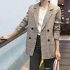 Vintage Women Plaid Blazer Coat Houndstooth Pattern Double-breasted Female Suit Jackets 2023 Autumn Loose Blaser Outwear Femme