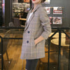 Vintage Women Plaid Blazer Coat Houndstooth Pattern Double-breasted Female Suit Jackets 2023 Autumn Loose Blaser Outwear Femme