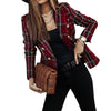 Vintage Women Plaids Lapel Blazers Autumn Long Sleeve Double Breasted Tailored Collar Outerwear Elegant Lady Suits