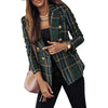 Vintage Women Plaids Lapel Blazers Autumn Long Sleeve Double Breasted Tailored Collar Outerwear Elegant Lady Suits
