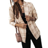 Vintage Women Plaids Lapel Blazers Autumn Long Sleeve Double Breasted Tailored Collar Outerwear Elegant Lady Suits