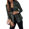Vintage Women Plaids Lapel Blazers Autumn Long Sleeve Double Breasted Tailored Collar Outerwear Elegant Lady Suit