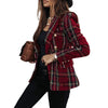 Vintage Women Plaids Lapel Blazers Autumn Long Sleeve Double Breasted Tailored Collar Outerwear Elegant Lady Suits