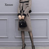 Vintage Woolen Suits Brown Formal Korea Elegant Winter Women Tracksuits Outfits Femenino Jacket Coat Skirt Two Piece Set Female