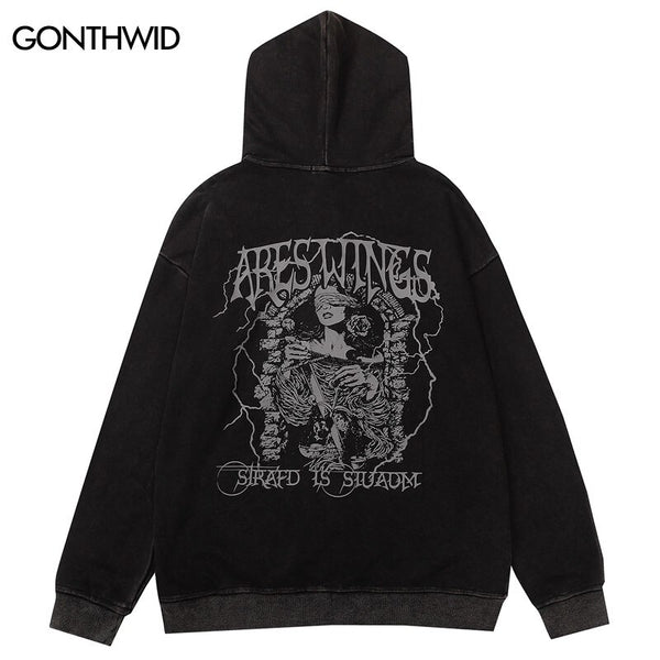 Vintage Zip Up Hoodie Sweatshirt Jacket Y2K Grunge Hip Hop Letter Print Punk Gothic Washed Hooded Coat Streetwear Harajuku Tops
