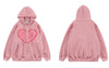 Vintage Zip Up Hoodie Sweatshirt Y2K Hip Hop Heart Print Hooded Jacket 2023 Men Women Harajuku Zipper Casual Cotton Tops