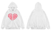 Vintage Zip Up Hoodie Sweatshirt Y2K Hip Hop Heart Print Hooded Jacket 2023 Men Women Harajuku Zipper Casual Cotton Tops