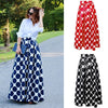 Vintage Zipper High Waist Polka Dots Printed Maxi Skirt Fall Casual Elegant Women Long Skirt Black/Blue/Red Pleated Skirt