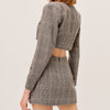 Vintage blazer women tweed jacket long sleeve square cropped blazer elegant plaid skirt shorts fall suit women blazer set korean