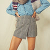Vintage blazer women tweed jacket long sleeve square cropped blazer elegant plaid skirt shorts fall suit women blazer set korean