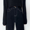 Vintage high waist black jeans women Korean version of ins loose and thin wide-leg pants college style wild straight-leg pants