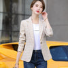 VmewSher Elegant Autumn Women Casual Plaid Blazer Slim Single Button Long Sleeve Lady Chic Pink Short Jacket Cute Outwear