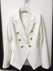 VogaIn 2022 Classic Luxury NEW Brand Designer White Blazer with LION GOLD BUTTONS SLIM WAIST BLAZERS