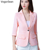 Women Formal Basic Blazers Jackets Female Spring Autumn Women New Half Sleeve Slim Coat Jacket Suit Tops For Work
