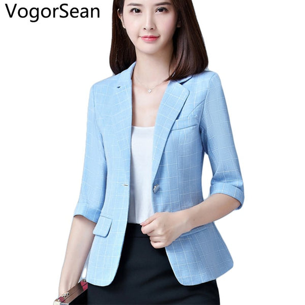 Women Formal Basic Blazers Jackets Female Spring Autumn Women New Half Sleeve Slim Coat Jacket Suit Tops For Work