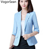 Women Formal Basic Blazers Jackets Female Spring Autumn Women New Half Sleeve Slim Coat Jacket Suit Tops For Work