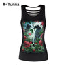 2022 New Tank Tops Women Summer Animal Print 3d Ladies Top Hollow out Sexy Tanks Tops Female Black Fashion Tshirts Women