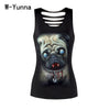 2022 New Tank Tops Women Summer Animal Print 3d Ladies Top Hollow out Sexy Tanks Tops Female Black Fashion Tshirts Women