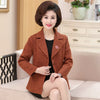 Middle Aged Women Blazer Carmael Green Short Jacket Suit Spring Woman Elegant Blazers Mature Lady Office Jackets Notched