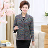 Spring Woman Elegant Blazer Plain Colour Middle Aged Womens Suit Jackets Office Lady Business Casual Blazers With Brooch