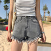 European and American BF Summer Wind Female Blue White Black High Waist Denim Shorts Women Worn Loose Jeans Shorts