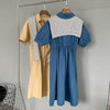 WAYOFLOVE  White Pure Cotton Dress Summer Button Short Sleeve Casual Plus Size Midi Dresses Woman Slim Dresses With Shawl
