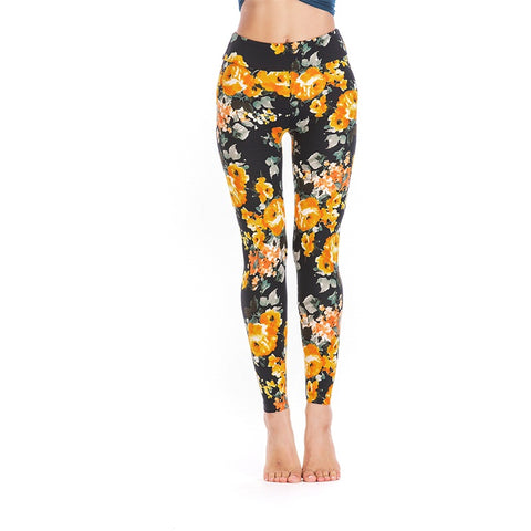 Casual Women Legging Elasticity Leggins Ethnic Style Flower Print Mid Elasticity Material Women Trouser Seamless Legging