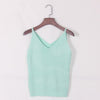 Fashion Women Deep V-Neck Sexy Strappy Sleeveless Vest Elegant Solid Women Camis Tank Casual Tops T Shirt Female