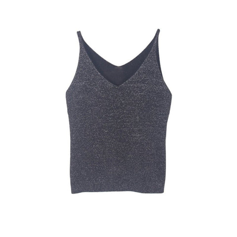 Fashion Women Deep V-Neck Sexy Strappy Sleeveless Vest Elegant Solid Women Camis Tank Casual Tops T Shirt Female