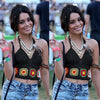 Women Sexy Deep V-neck Crochet Knit Crop Top Halter Bra Bralette Summer Blouse