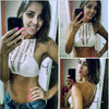 Women Sexy Deep V-neck Crochet Knit Crop Top Halter Bra Bralette Summer Blouse