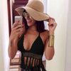 Women Sexy Deep V-neck Crochet Knit Crop Top Halter Bra Bralette Summer Blouse