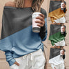 WENYUJH Autumn Winter Contrast Color Women Sweaters and Pullovers Casual Long Sleeve Pull Femme Off Shoulder Knitted Tops Jumper