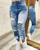 WEPBEL Plus Size Women High Waist Letter Print Ripped Jeans Ladies Hip Hop Hole Straight Denim Pants Trousers