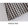 WESAY JESI Women's Suit Blazers Skirts For Women Plaid Top Long Sleeves Cropped Blazer High Waist Pleated Skirt Chic Office Lady