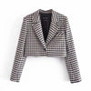 WESAY JESI Women's Suit Blazers Skirts For Women Plaid Top Long Sleeves Cropped Blazer High Waist Pleated Skirt Chic Office Lady
