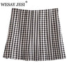 WESAY JESI Women's Suit Blazers Skirts For Women Plaid Top Long Sleeves Cropped Blazer High Waist Pleated Skirt Chic Office Lady
