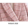 WESAY JESI Za Womem's Suit Formal Blazers Sets Two Pieces Jacket Suits With Skirt Tweed Suit For Women Double Breasted Blazers