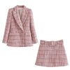 WESAY JESI Za Womem's Suit Formal Blazers Sets Two Pieces Jacket Suits With Skirt Tweed Suit For Women Double Breasted Blazers