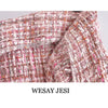 WESAY JESI Za Womem's Suit Formal Blazers Sets Two Pieces Jacket Suits With Skirt Tweed Suit For Women Double Breasted Blazers