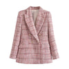 WESAY JESI Za Womem's Suit Formal Blazers Sets Two Pieces Jacket Suits With Skirt Tweed Suit For Women Double Breasted Blazers