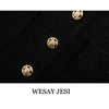 WESAY JESI Za Women Blazer+Skirt 2022 Black Button Cropped Blazer Long Sleeve Pocket Texture Casual Office Lady Chic Female Tops