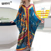 WINYIماكسي اللباس caftan For Women crumple Design Loose Dress Batwing Maxi Long Femme Vestidos Summer Autumn Party Elegant Dress
